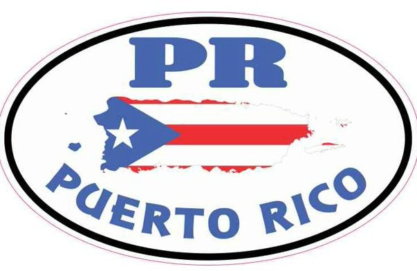 Puerto Rico Map & Flag Oval Bumper Sticker