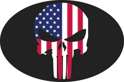 Punisher USA Oval Bumper Sticker American Pride Made in USA