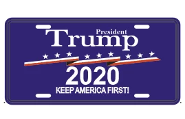 PRESIDENT TRUMP 2020  KEEP AMERICA FIRST! (KAF) BLUE ALUMINUM EMBOSSED LICENSE PLATE
