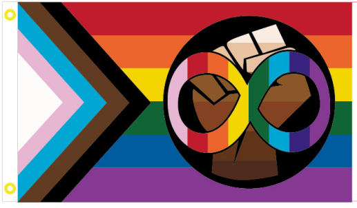 Queer Nation 3'X5' Flag Rough Tex® 100D Progressive Pride