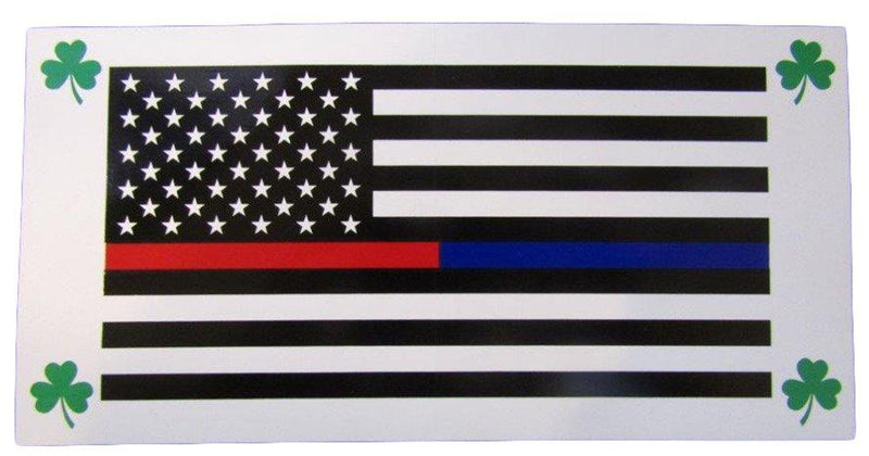 SHAMROCK IRISH RED BLUE LINE POLICE FIRE Bumper Sticker sold by the pack of 50