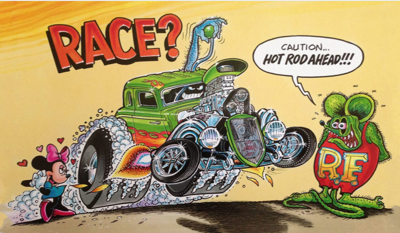 Race? Hot Rod Ahead 3'X5' Flag Rough Tex® 100D Rat Fink