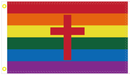 Rainbow Christian Cross 3'X5' Flag ROUGH TEX® 100D