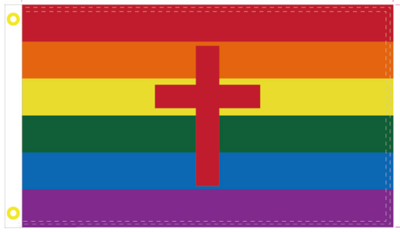 Rainbow Christian Cross 3'X5' Flag ROUGH TEX® 100D