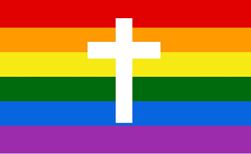 Rainbow Cross 3'x5' Flag ROUGH TEX® 68D Nylon