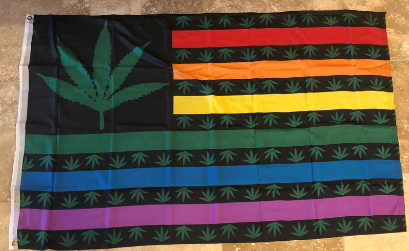 Rainbow Cannabis  Pride 3'x5' 100D Flag Rough Tex ®