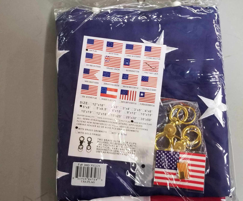 American 5'X8' U.S.A Flag With Embroidered Stars & Sewn Stripes 100% Rough Tex® 300D Nylon