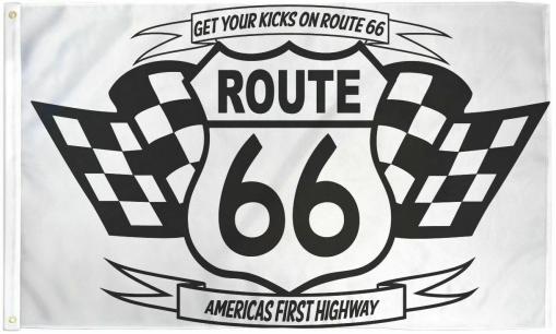 Route 66 Checkered 3'X5' Flag ROUGH TEX® 100D Rt 66 Get Your Kicks America's 1st Highway