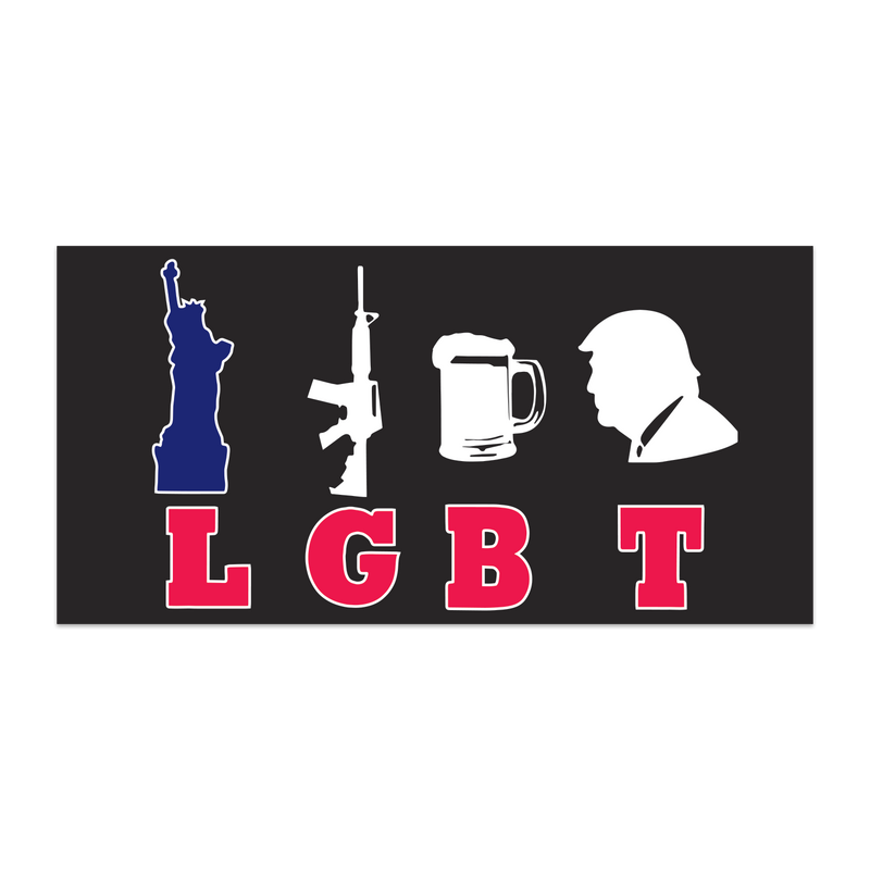 Trump LGBT (Liberty, Guns, Beer, Trump) Bumper Sticker