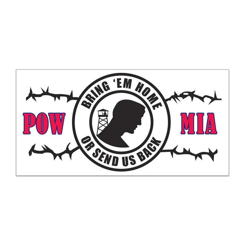 POW MIA "Bring 'Em Home Or Send Us Back" Bumper Sticker