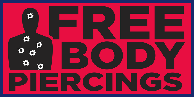 Red Free Body Piercings Bumper Sticker