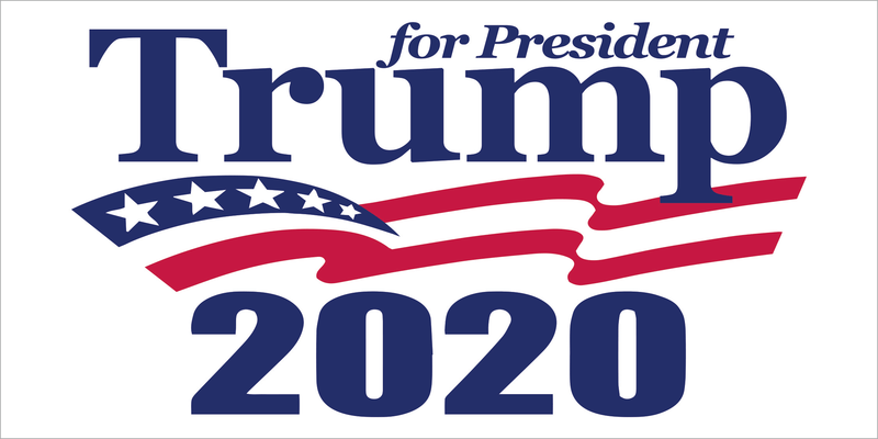 TRUMP FOR PRESIDENT AMERICAN FLAG USA 2020 WHITE BLUE RED OFFICIAL BUMPER STICKERS PACK OF 50 WHOLESALE