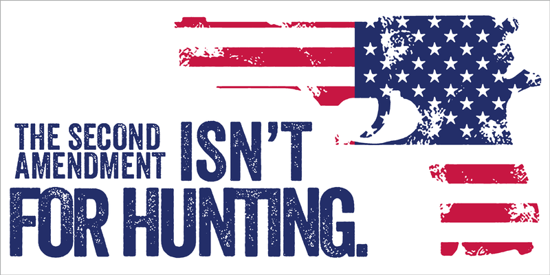 THE SECOND AMENDMENT ISN'T FOR HUNTING AMERICAN FLAG OFFICIAL BUMPER STICKER PACK OF 50 WHOLESALE FULL COLOR