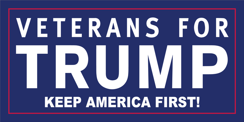 VETERANS FOR TRUMP KEEP AMERICA FIRST! OFFICIAL BUMPER STICKER PACK OF 50 WHOLESALE FULL COLOR