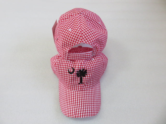 South Carolina Red and Black Gingham Cap SC Palmetto