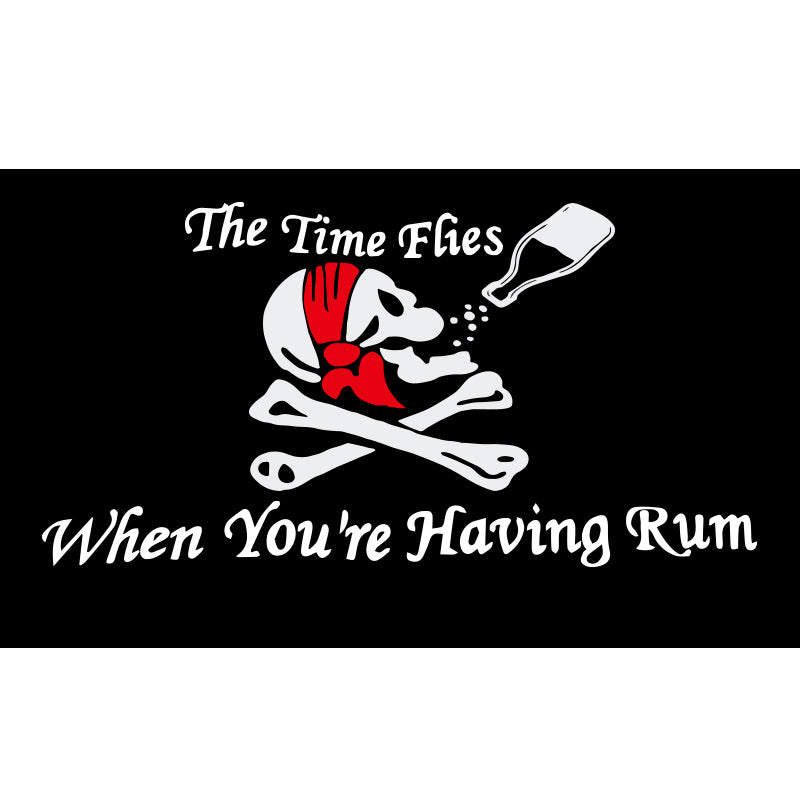 The Time Flies When You're Having Rum Jolly Roger Pirate 3'x5' Flag Rough Tex® 68D