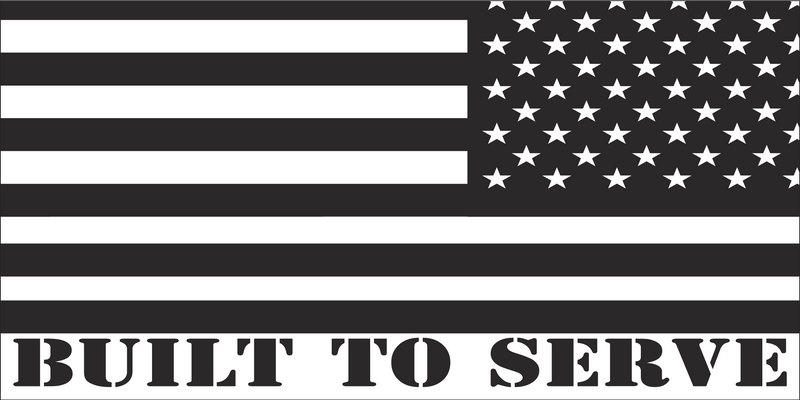 BUILT TO SERVE USA FLAG Black Bumper Sticker United States American Made