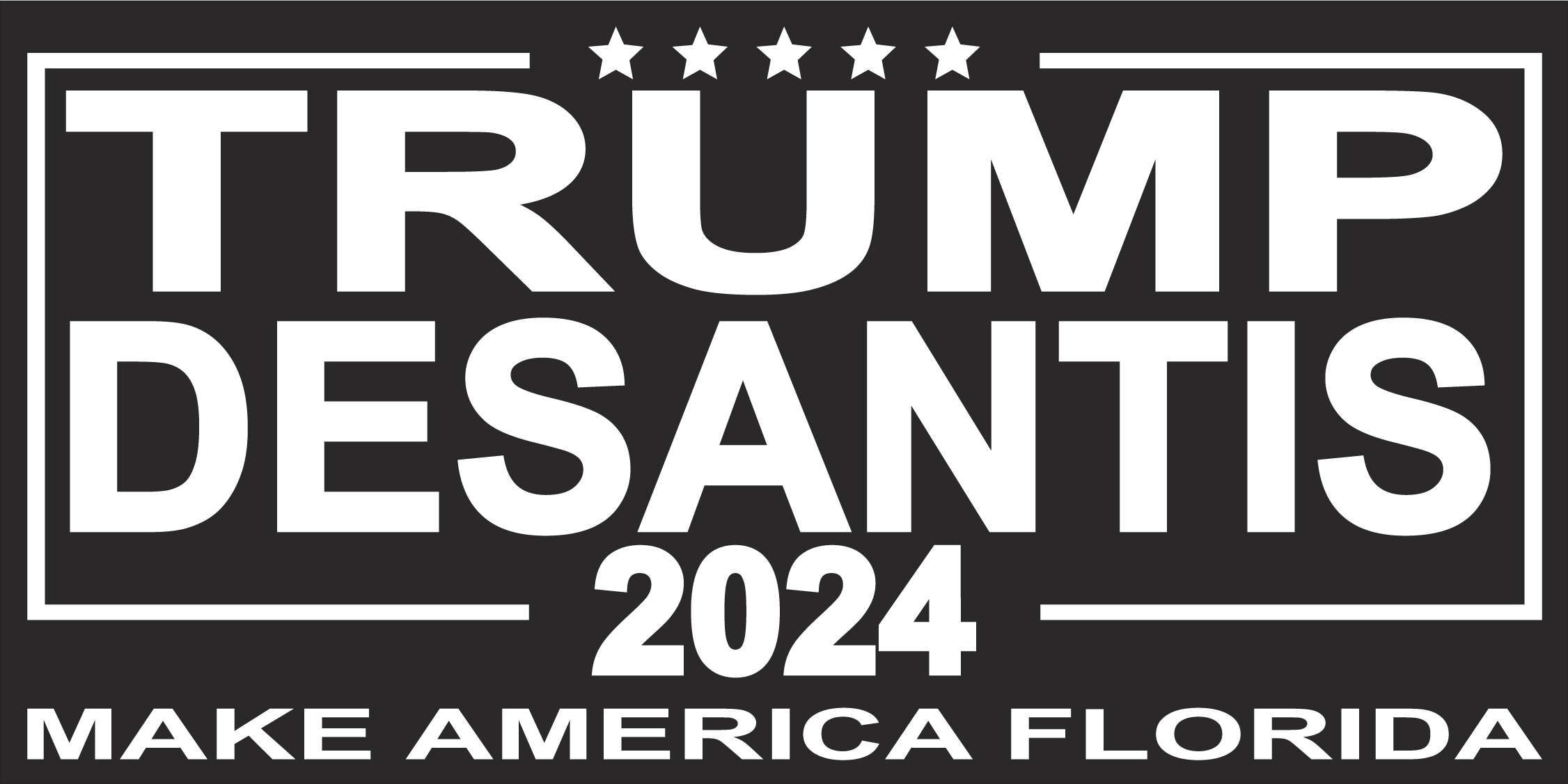 TRUMP DESANTIS 2025 MAKE AMERICA FLORIDA Black Bumper Sticker United S