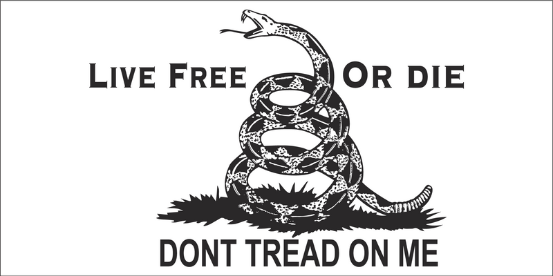 LIVE FREE OR DIE DON'T TREAD ON ME Black Bumper Sticker United States American Made