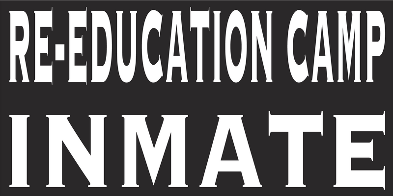 REEDUCATION CAMP INMATE Black Bumper Sticker United States American Made
