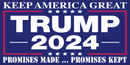 KEEP AMERICA GREAT PROMISES MADE PROMISES KEPT TRUMP 2024 RED Bumper Sticker United States American Made Color Red Blue Biden Trump
