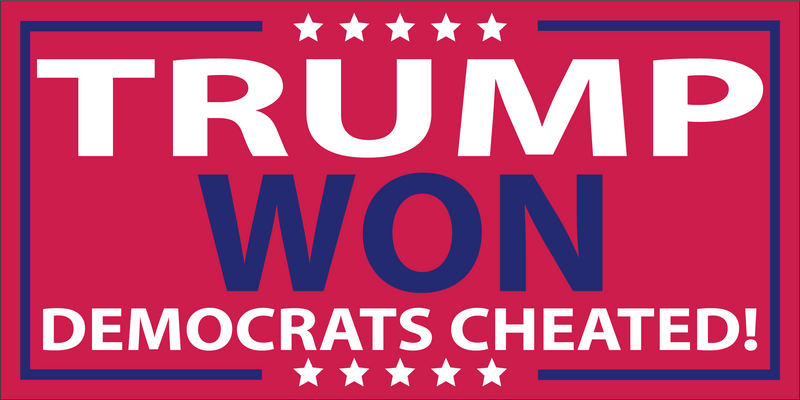 TRUMP WON DEMOCRATS CHEATED red Bumper Sticker United States American Made Color Red Blue Biden Trump