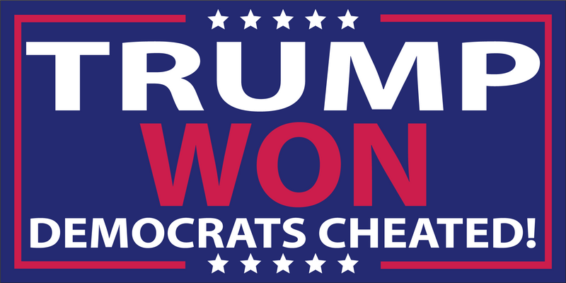 TRUMP WON DEMOCRATS CHEATED blue Bumper Sticker United States American Made Color Red Blue Biden Trump