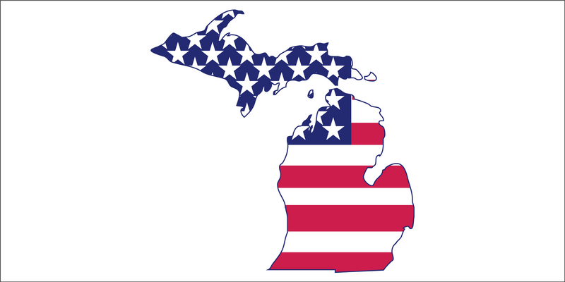 MICHIGAN USA FLAG MAP Bumper Sticker United States American Made