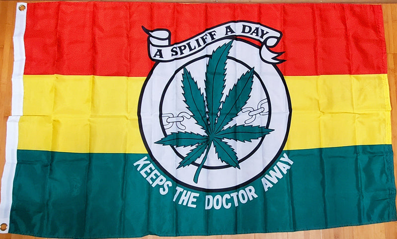Spliff A Day Cannabis Rasta (Weed Marijuana) 3'x5' 100D Flag Rough Tex ® cannabis flags