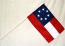 Stars and Bars Stick Flag 12"X18" with 30" wood staff (12) First National Cemetery Flags 7 Stars