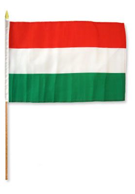 Hungary Stick Flag In Poly 4''X6''