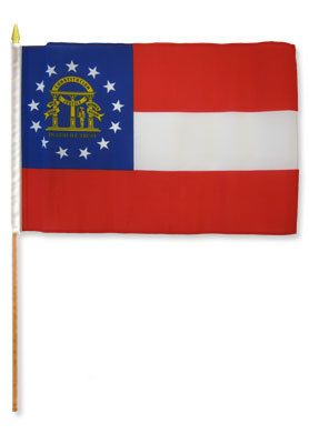 Georgia Stick Flag In Poly- 4''x6'' Rough Tex®