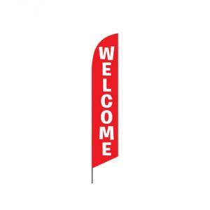 Welcome Red 11.5'x2.5' Swooper Flag Rough Tex® Knit Feather