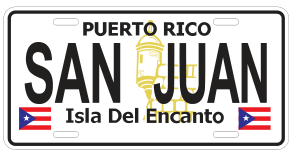 Puerto Rico San Juan Isla De Encanto Embossed License Plate