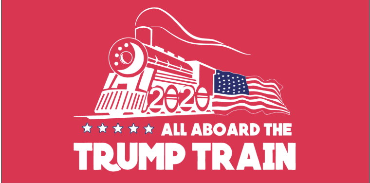 ALL ABOARD THE TRUMP TRAIN 2020 RED 3'X5' 100D ROUGH TEX ® FLAG