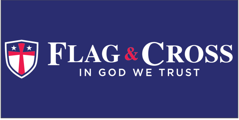 Flags & Cross In God We Trust - Bumper Sticker