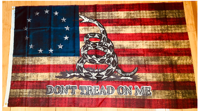 Betsy Ross Don't Tread On Me White Snake Rough Tex® 100D Size Variants (3'X5' 2'X3 12"X18")