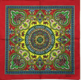 Assorted Mosaic Patterned Bandana Head Wraps 100% Cotton 22"X22"
