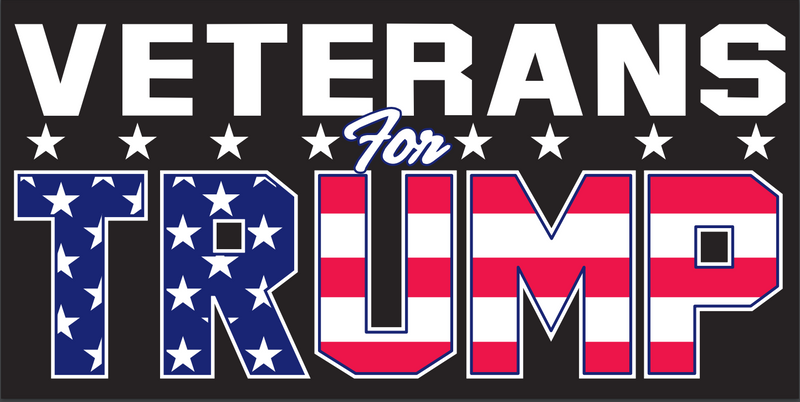 Veterans For Trump Stars And Stripes Black - Bumper Sticker