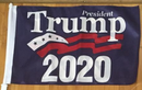 TRUMP CAR FLAGS:  TRUMP 2020, TRUMP NATION, TRUMP KEEP AMERICA FIRST (NAVY & RED) DOUBLE SIDED ROUGH KNIT ®
