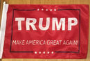 TRUMP CAR FLAGS:  TRUMP 2020, TRUMP NATION, TRUMP KEEP AMERICA FIRST (NAVY & RED) DOUBLE SIDED ROUGH KNIT ®