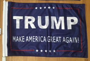 TRUMP CAR FLAGS:  TRUMP 2020, TRUMP NATION, TRUMP KEEP AMERICA FIRST (NAVY & RED) DOUBLE SIDED ROUGH KNIT ®