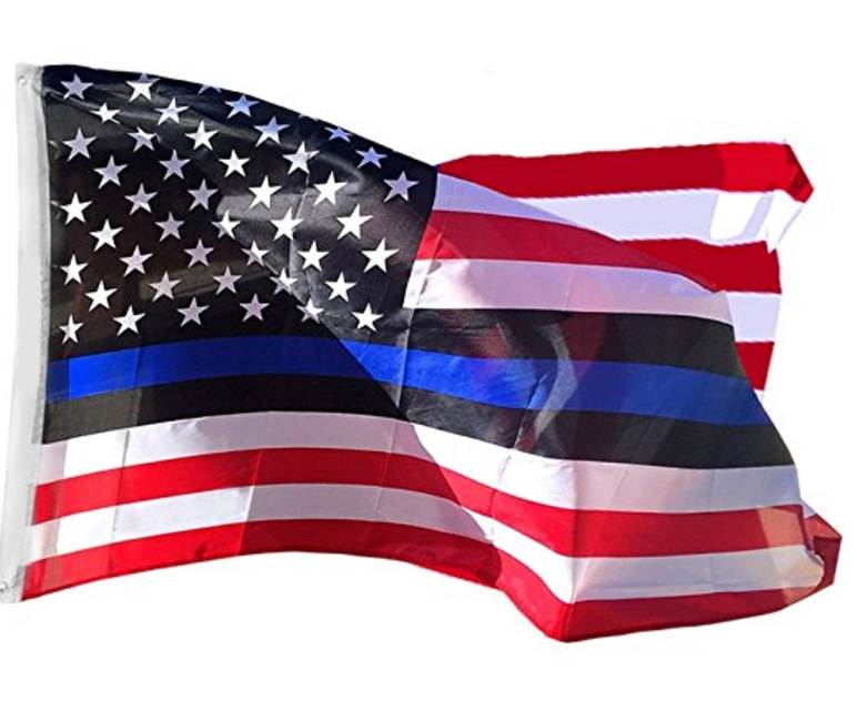 USA Police Memorial Blue Line 5'X8' Flag Rough Tex ® 68D Nylon