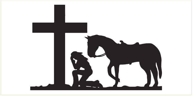 Cowgirl Kneeling At The Cross - Bumper Sticker