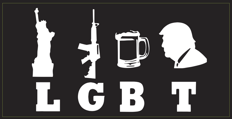 Liberty Guns Beer LGBT Trump Black And White - Bumper Sticker