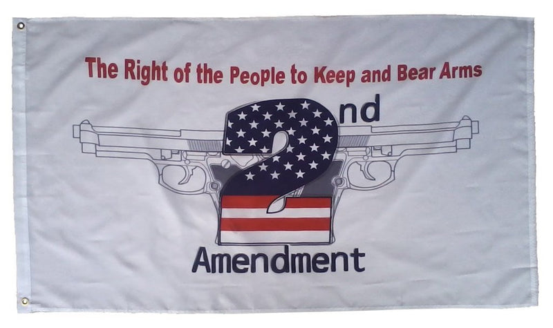 RIGHT TO BARE ARMS 2ND AMENDMENT WHITE FLAG 3X5 POLYESTER
