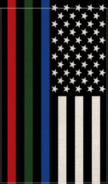 US Service Line Blue Green Red 3'X5' Flag Rough Tex® 100D with Sleeve and Grommets