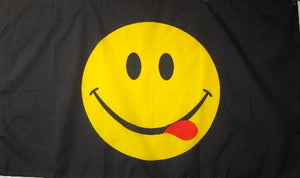 Smiley Face Black 3'x5' Flag ROUGH TEX® 68D Nylon