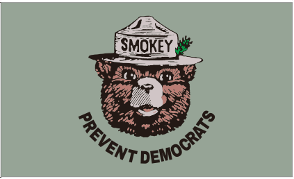 Prevent Democrats Smokey Bear 3'X5' Flag ROUGH TEX® 100D Trump 2024