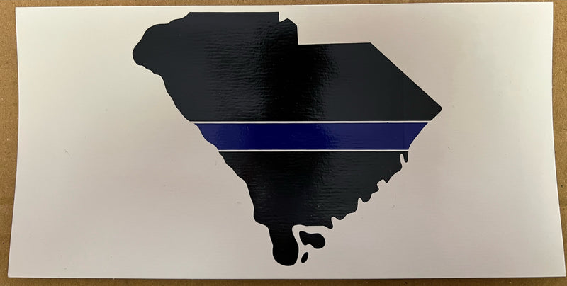 South Carolina Map Police Blue Line Bumper Sticker